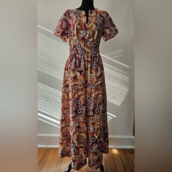 Anthropologie Somerset Maxi Bronze Floral Cotton Dress - Picture 4 of 6